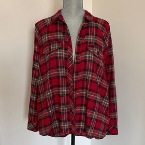 Women’s Wild Fable flannel  medium Red Plaid Button-Up Shirt with side pockets